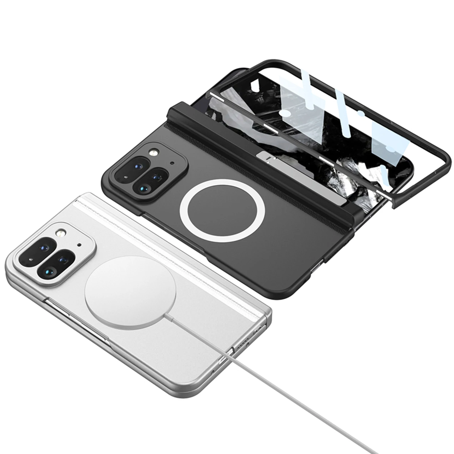 Wireless Charging Magnetic Hinge Case For Google Pixel 9 Pro Fold Screen Glass Protective Holder Cover For Pixel 9 Pro Fold Case 6