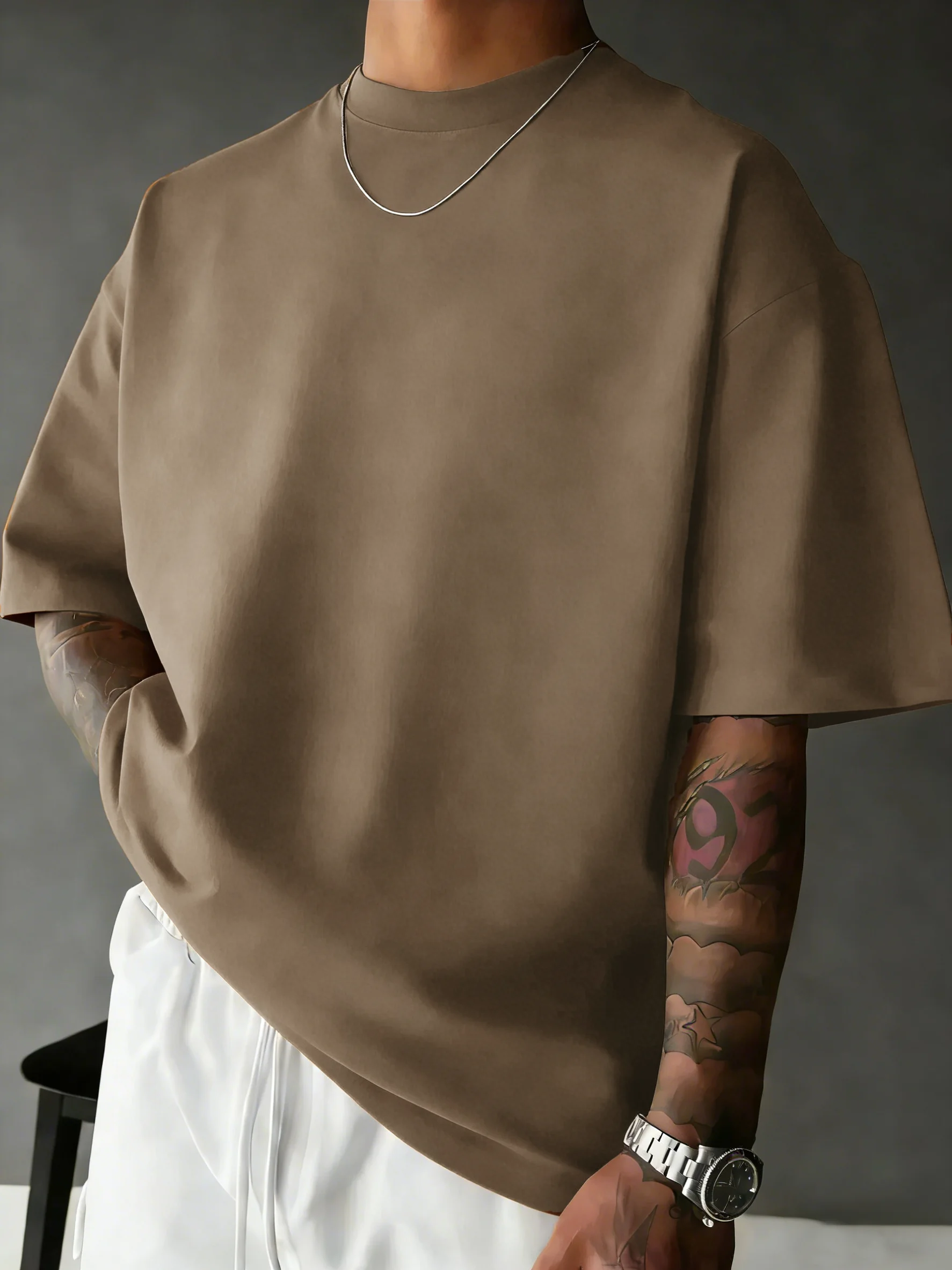 Sommer-Strand-T-Shirt aus Baumwolle mit kurzen Ärmeln für Herren, lässig, locker, kurz geschnitten, atmungsaktiv, bequem, Basic-T-Shirts, Sport, Streetwear, weich – Detail 24