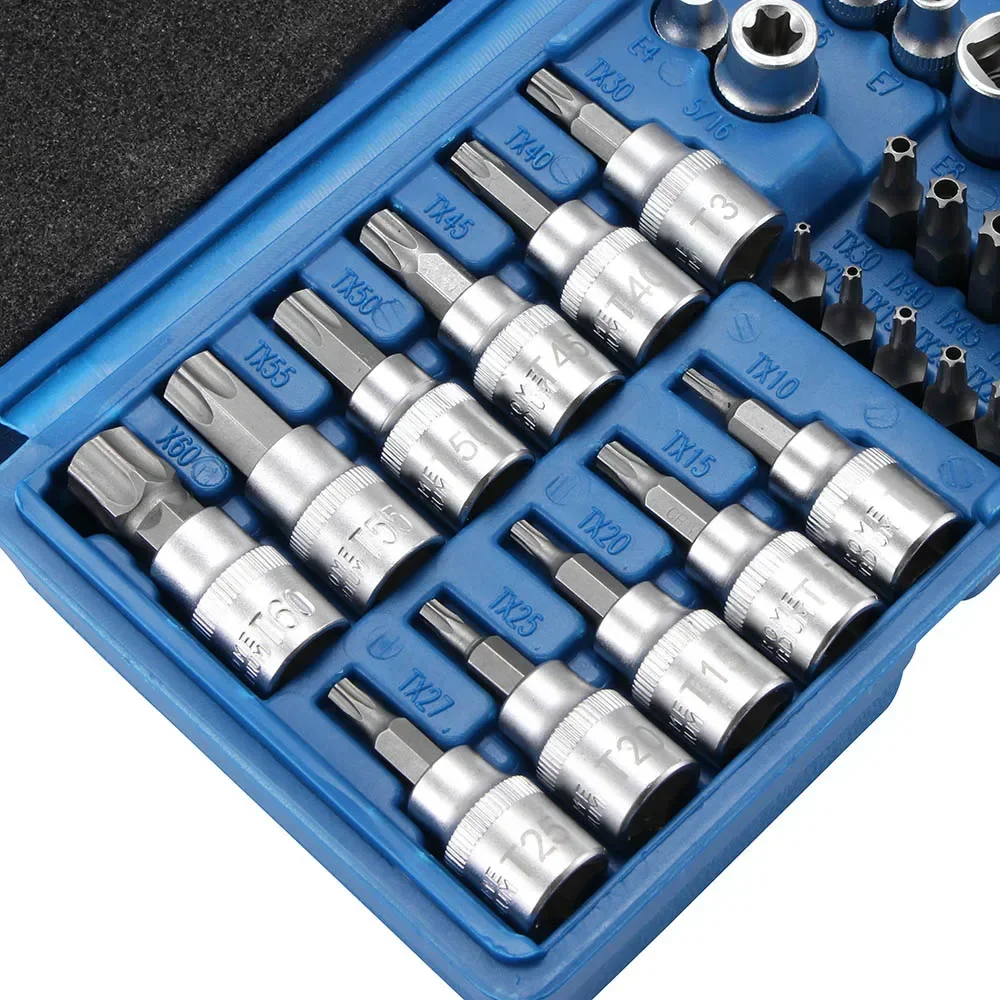 

Bit Repair Hand Star 34 Drive Car New Hexagon Blue Proof Piece Wrench Torx Tool Socket Tools Set Tamper