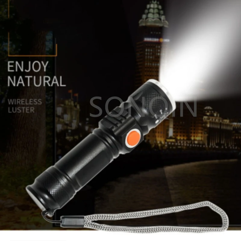 

Powerful T6 LED Flashlight Tactical Flashlights Rechargeable USB Built In 18650 Waterproof Zoom Fishing Hunting LED Flashlight