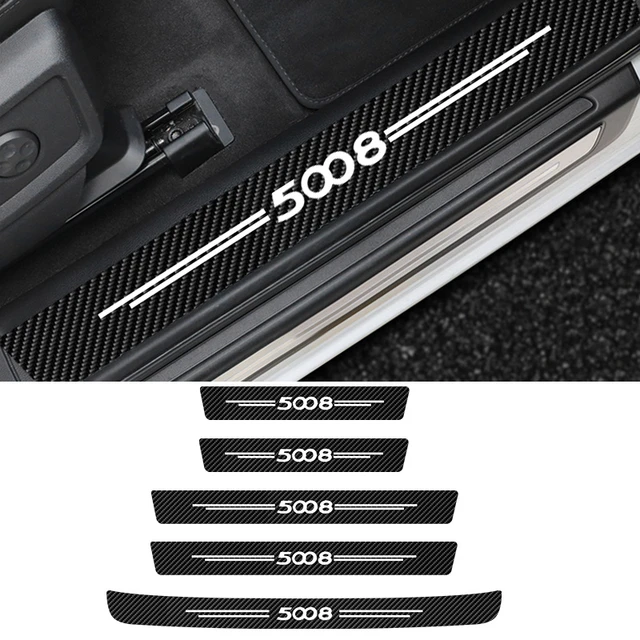 Protecteur de seuil de porte de voiture en Fiber de carbone, 5 pièces/ensemble,  autocollants en cuir protégé pour pare-choc arrière de voiture, pour  Peugeot 5008 - AliExpress