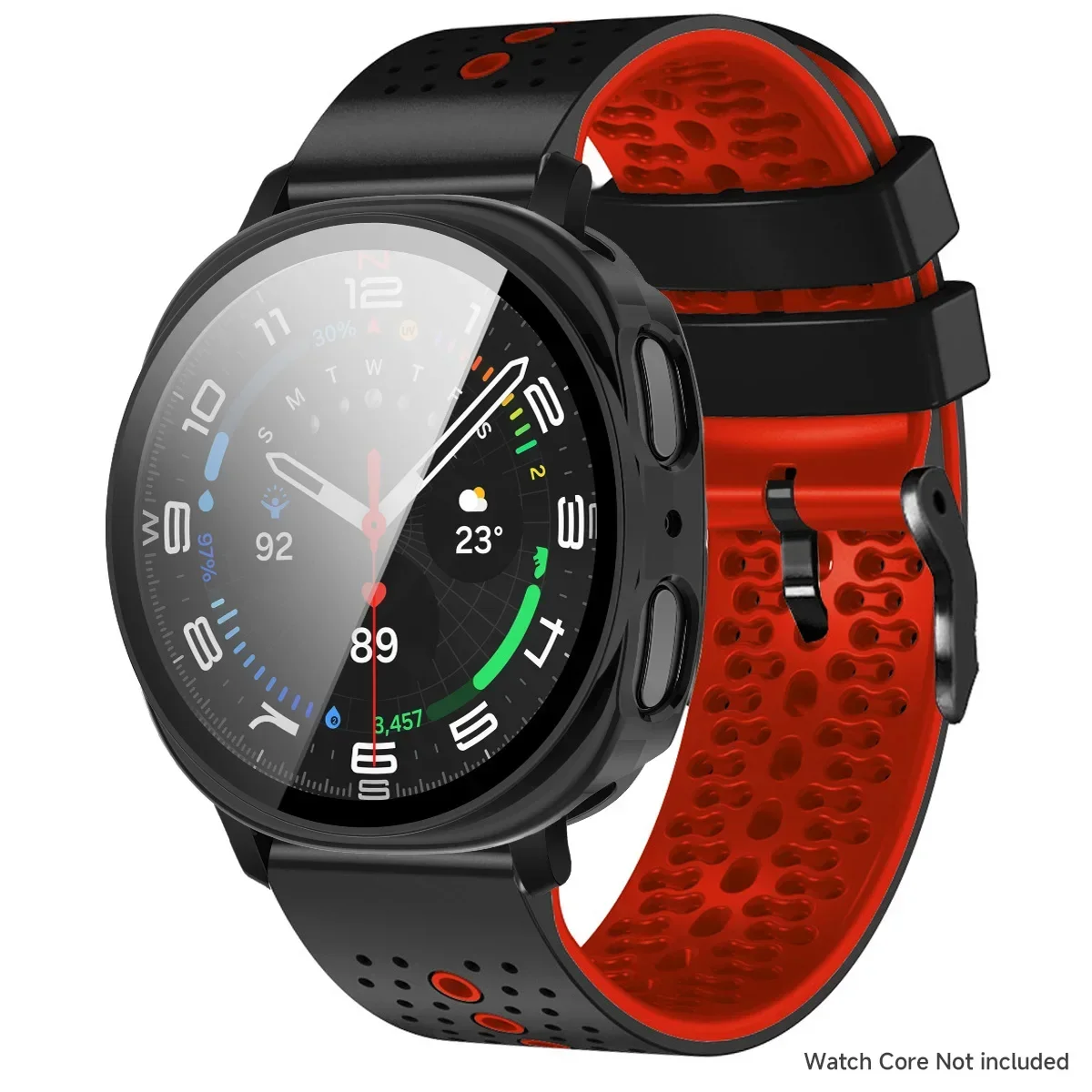 Two-Tone Silicone Strap with Glass Protective Case and Tempered Film