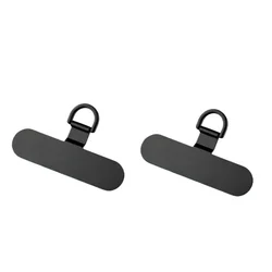 Durable Metal Phone Tether Tab Set - Stainless Steel Lanyard Pad (2 - Pack) (Black)