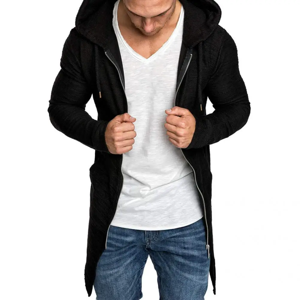 Trendy Men Coat All Match Coat Solid Color Long Spring Jacket  Cardigan