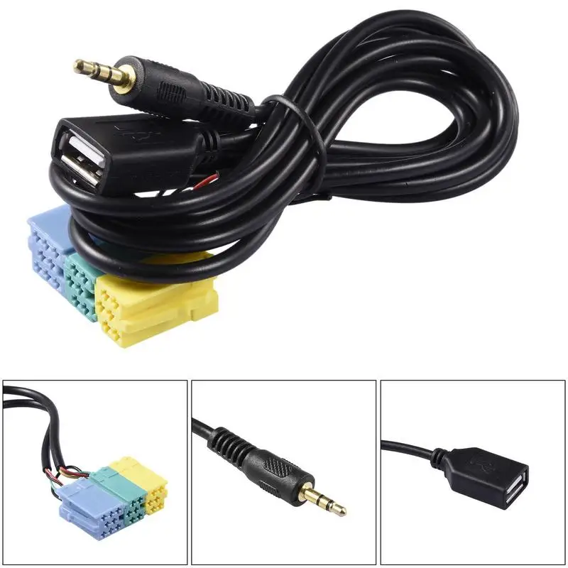 

2-in-1 Car Audio Video Adapter 3.5MM & USB Plug AUX Line Auto Video Modification Cable With OPP Bag Hyundais/Kias AUX Cable