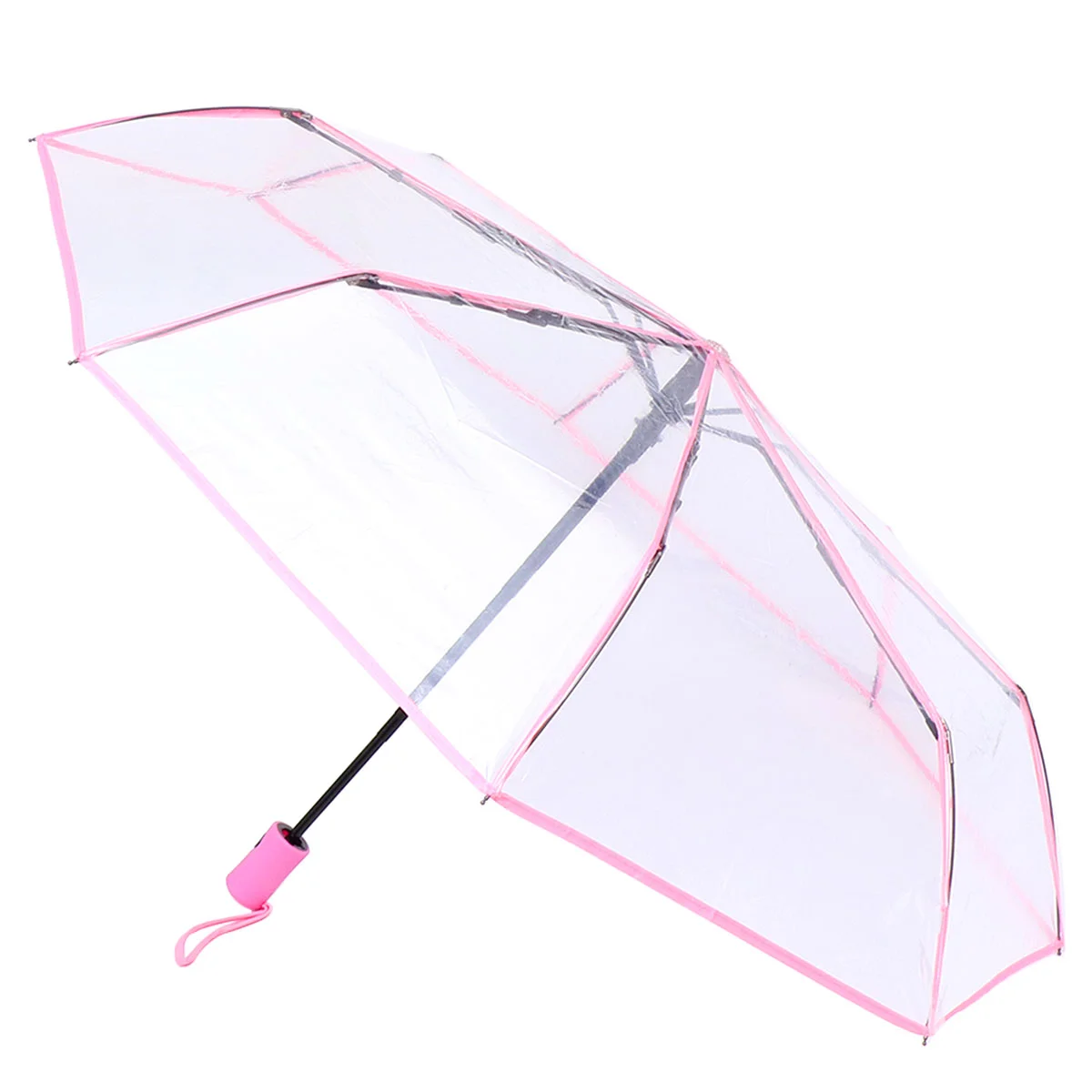 

Fully Automatic Three-fold Transparent Umbrella Folding Rainy Day Clear Outdoor Travel Cloth Material: Polyester Fiber for