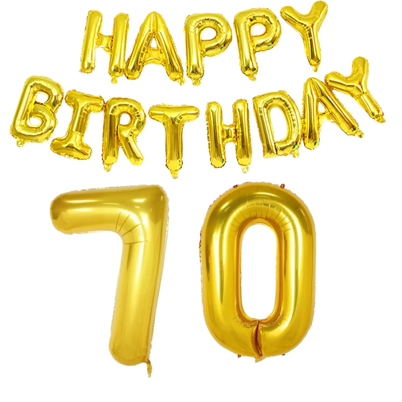 Gold Happy Birthday Zahlen-Folienballons für Erwachsene, Party-Dekoration, Mann und Frau, 14, 15, 16, 17, 18, 21, 30, 40, 50, 60, 70 Jahre alt, Weihnachten – Detail 1