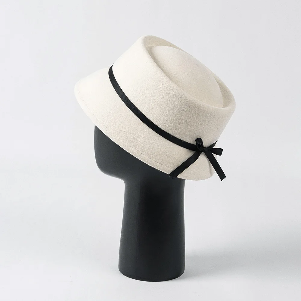 

202301-hh2071 japan dropshipping winter Hepburn Shade Custom fabric wool felt leisure lady bucket cap women fishermen hat