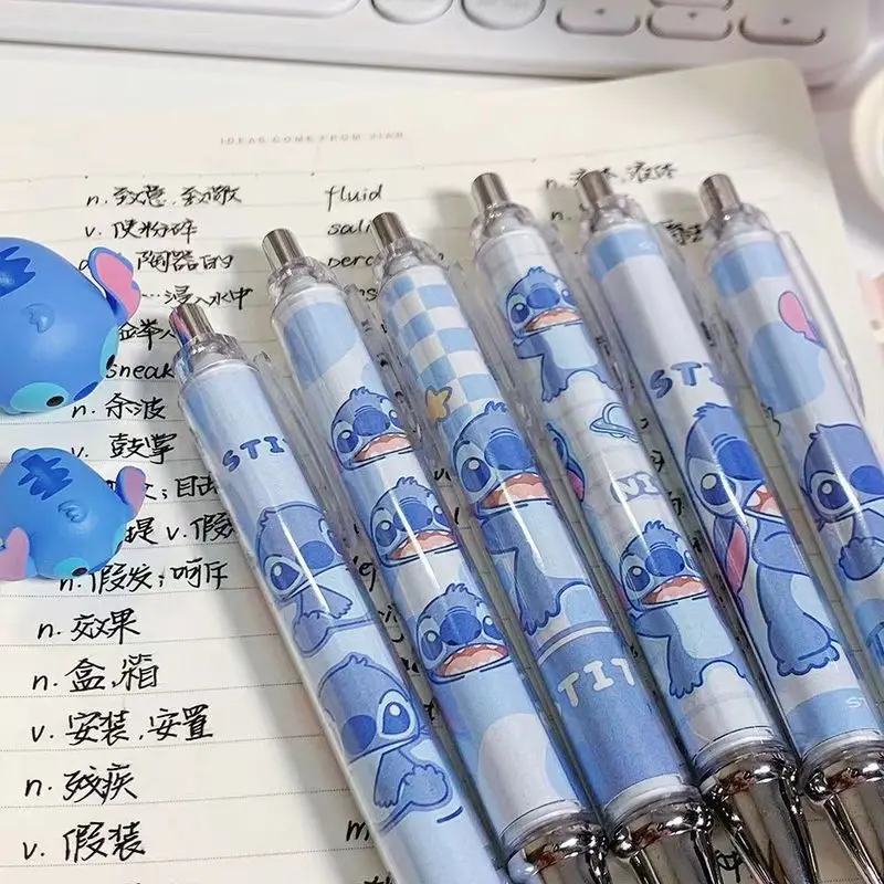 Gel Pens Disney 10-20 Pcs Gel Pen Cartoonstitch 0.5 Lack Ink Signature Pen Office School