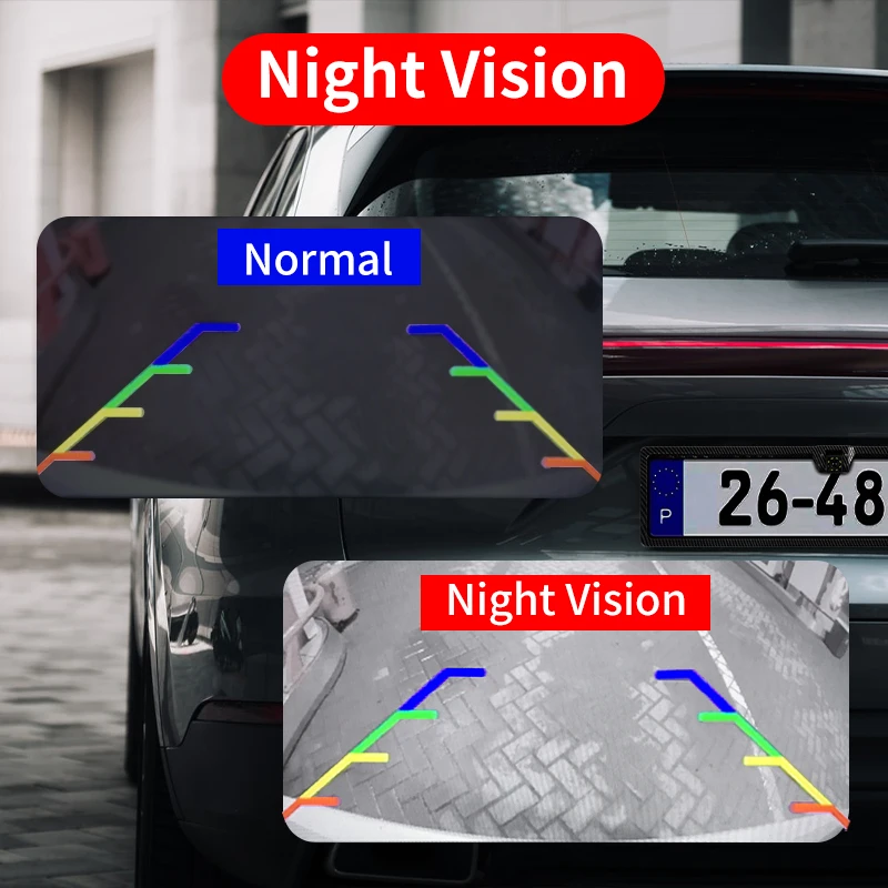 Hippcron Telecamera per targa per auto Vista posteriore Wireless Telaio per licenza europea UE Visione notturna impermeabile Telecamera per retromarcia 8 LED - Image 3