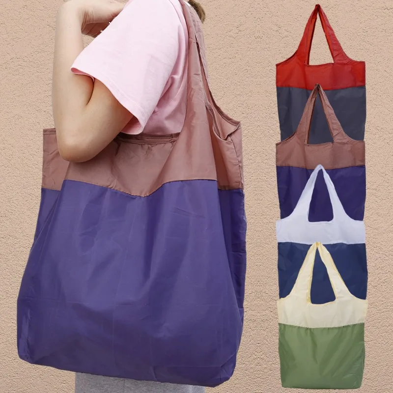Fashion Foldable Eco-Friendly Shopping Bags Storage Sturdy Portable Tote Bag Grocery Reusable Convenient Large Travel Tote Pouch
