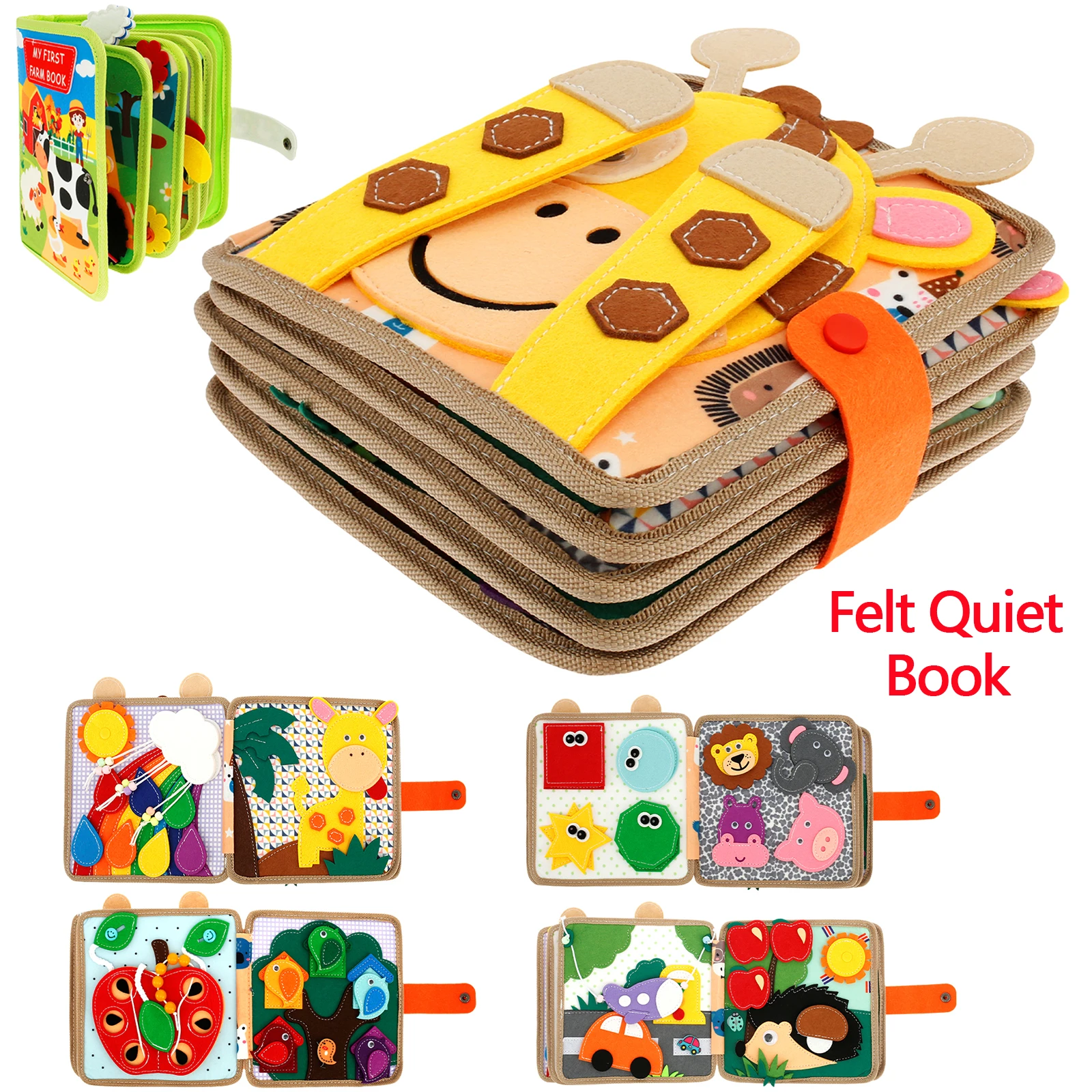Quiet Books for Toddlers Soft Baby Books 3D Touch Feel High Contrast Cloth Book Sensory Early Learning Soft Activity Busy Book