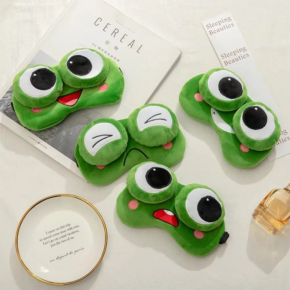 Lovely Cartoon Frog Sleep Eye Mask Skin-friendly Breathable Shading Sleep Mask Green Big Eyes Sleeping Eye Cover Dream Night