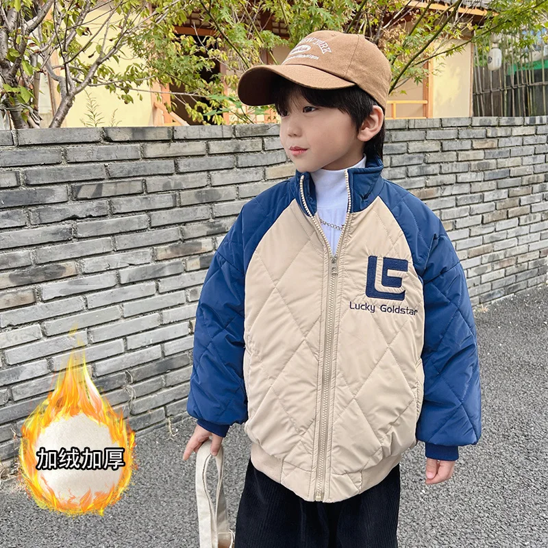 

Winter New Boys' Cotton Bomber Jersey Children's Patchwork Parker 2-11Y