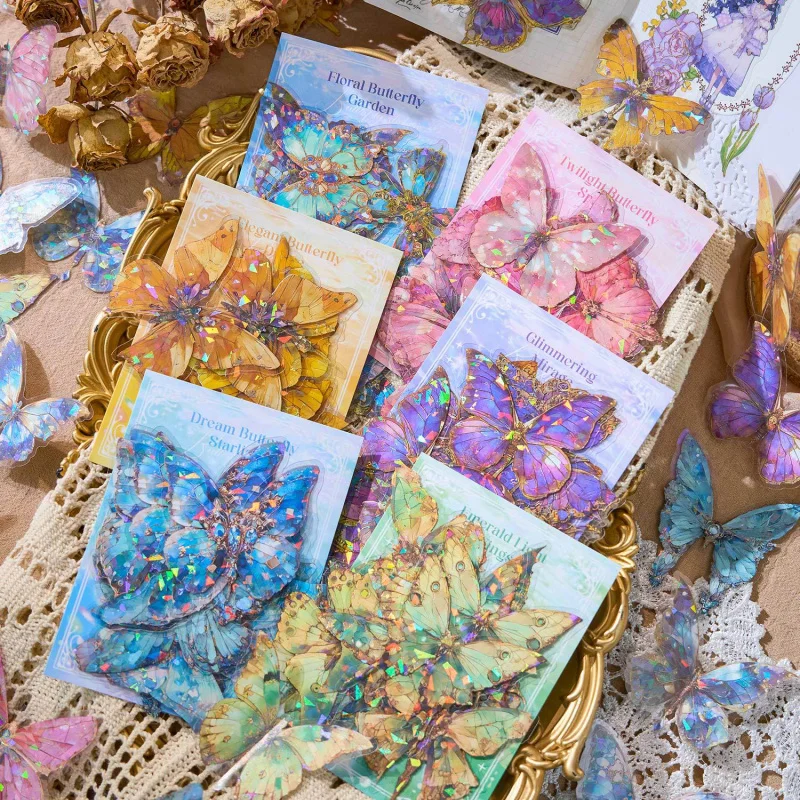Butterfly Glitter Sticker Pack with Shiny Wing Patterns for Decorative Crafts & DIY Projects