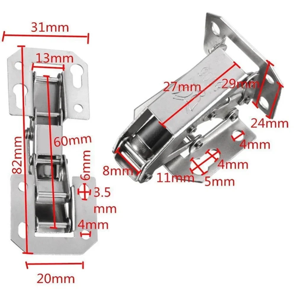 Stainless Steel Cabinet Hinges 90 Degree No-Drilling Hole Cupboard Door Hinge Home Kitchen Furniture Hardware