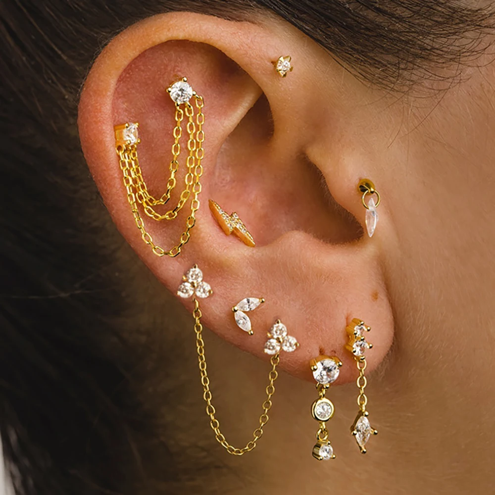 Boucles oreilles vintage chaine gland acier inoxydable 2026
