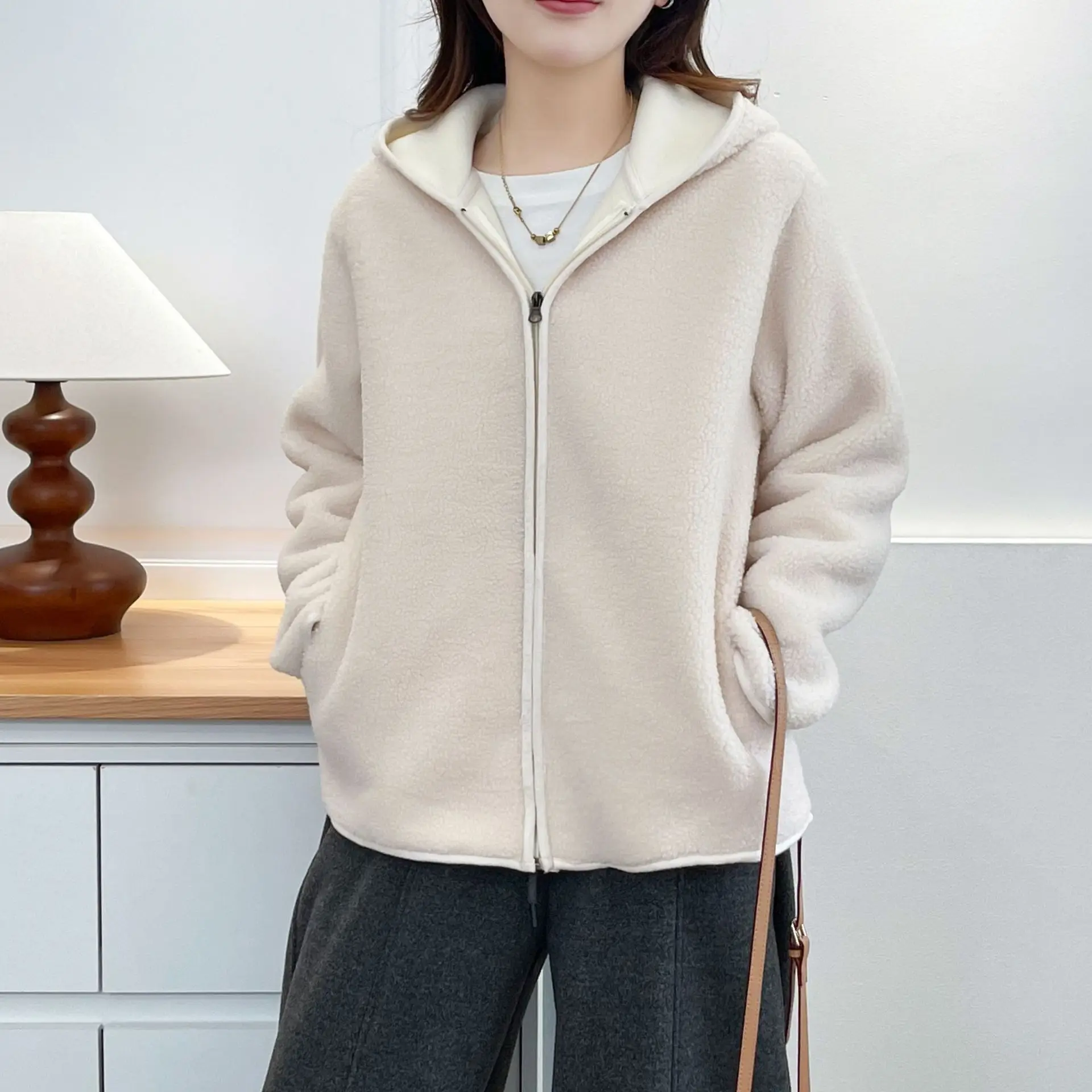 XXXXL Fashion Plus Size Women's Coat 2025 Winter New Casual Hooded Fleece Warm Zipper Jacket 1060