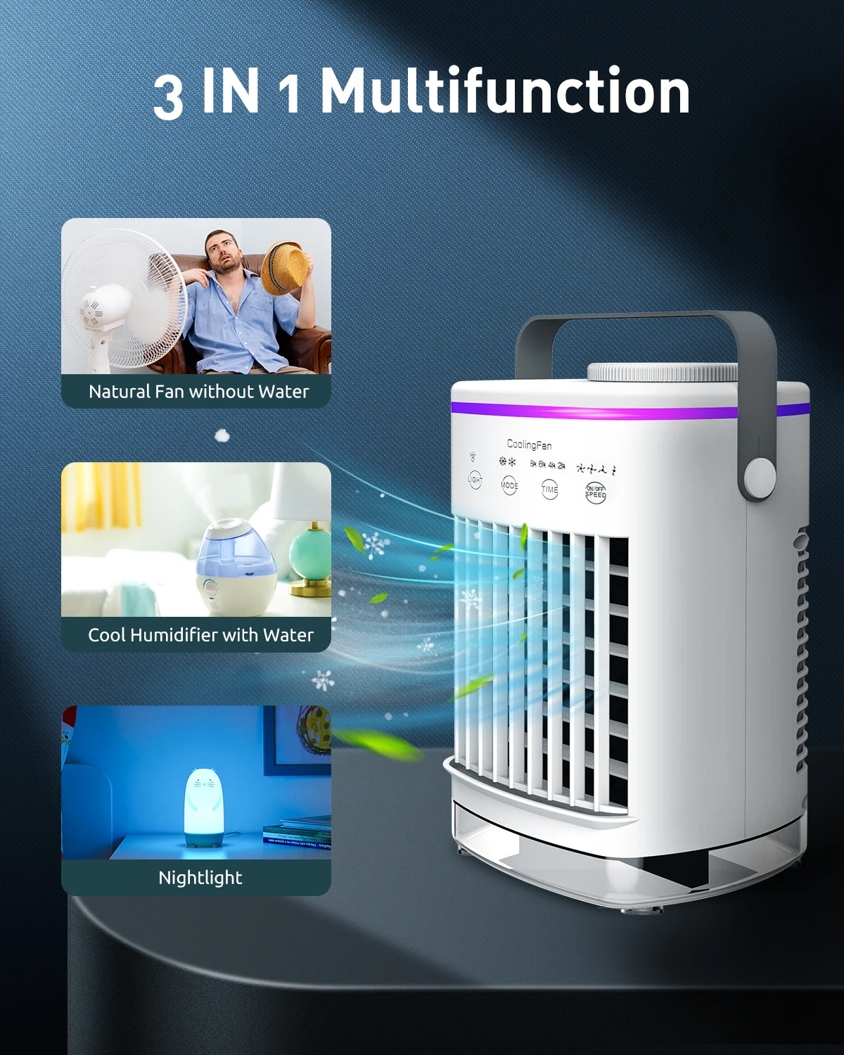 Portable Mini Air Cooler Fan with Humidifier for Home Office