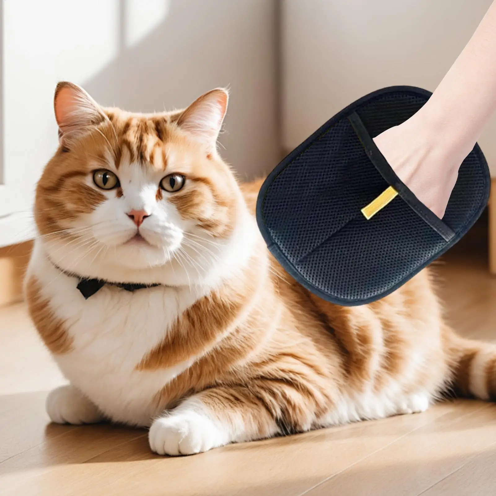 Pet fur being collected by gloves