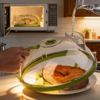 Couvercle anti-éclaboussures pour micro-ondes, résistant aux hautes températures, couvercle de protection Transparent pour chauffage des aliments avec évent et poignée de vapeur 1