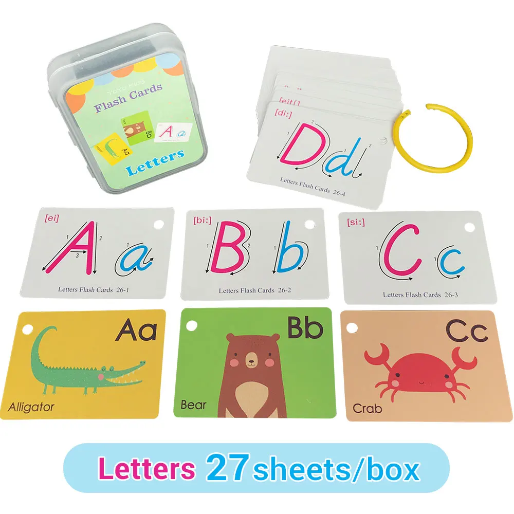 Learning Flashcards ABC Numbers Fruit Animal Body Educational Toys  Classroom Aids Montessori Learning English Word Card for Kids