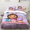 Gabby's Dollhouse Bedding Set Kawaii Bed Linen Set Single Double Size Home Decor For Girls Kids Cartoon Cute Cat Duvet Cover Set 3