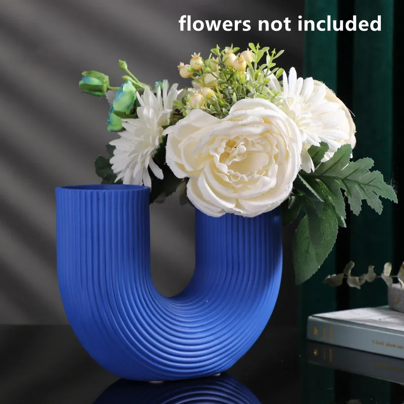 CAPIRON Resin U Shape Vase Nordic Style Modern Art Plower Arrangement Pot Decor for Home Balcony Living Room New House Gift 5