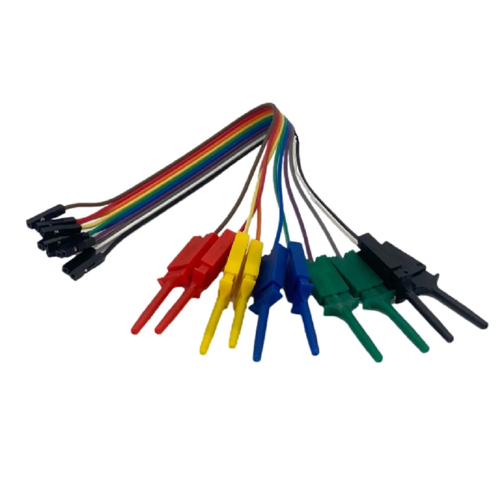 20cm 10 Pins Logic Analyzer Cable Test Lead Hook Cable Clamp 5Color Probe Testing Electrical Equipment High Efficiency