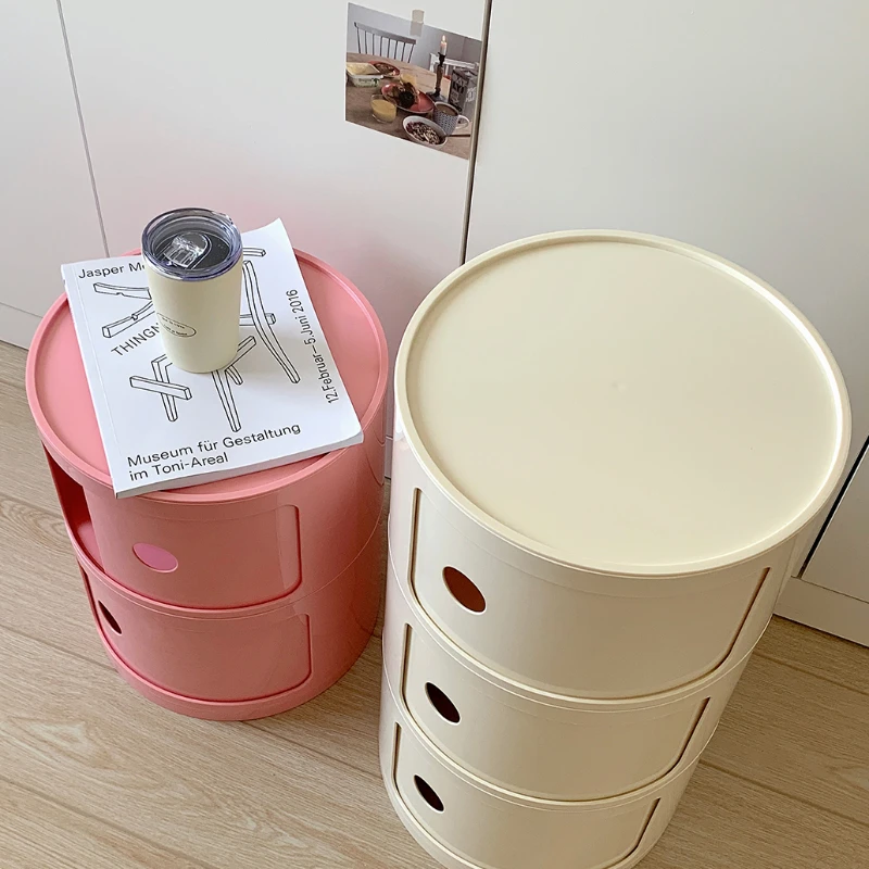 шкафы для спальни Nordic Bedside Table Plastic Creative Small Cabinet Modern Simple Circular Storage Side Cabinet Night Stand