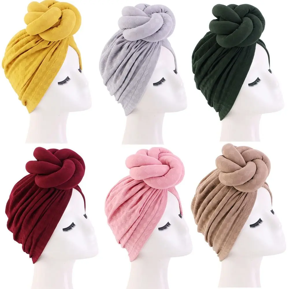 

Muslim Twists Ball Headband Hat Hair Accessories Warmth Stretch Bandana Headwear Cap Headscarf Multicolor Soft Caps