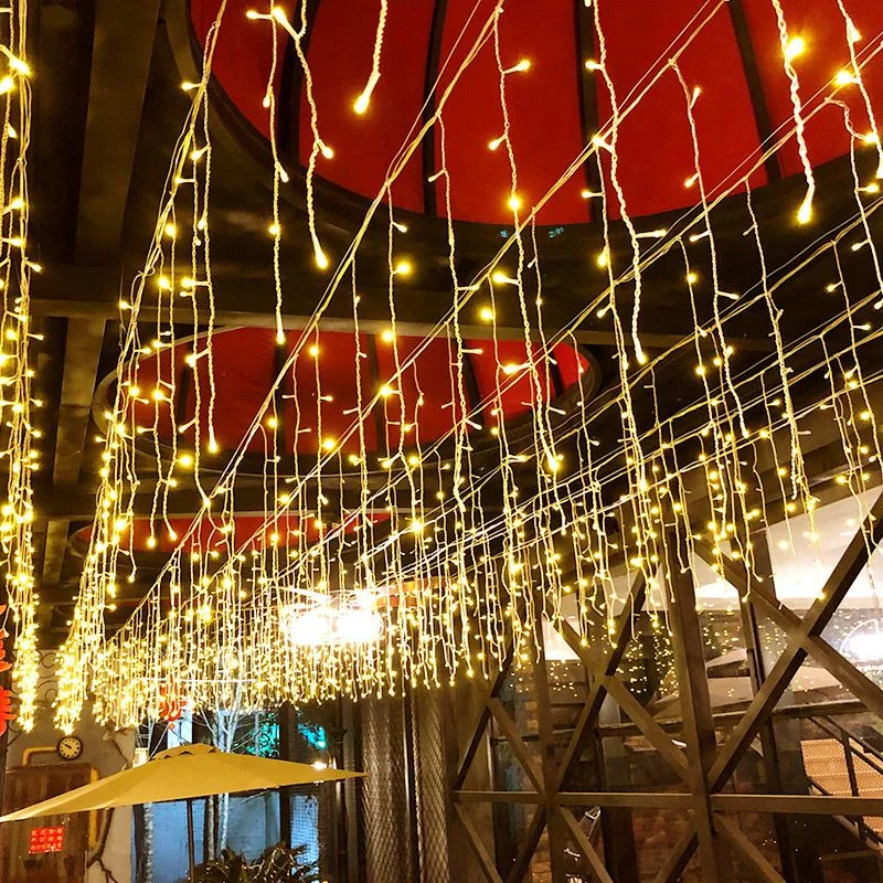 

2024 Christmas Icicle Curtain LED String Lights Droop 0.6-0.8M Decor for Home Outdoor Garland The House Wedding Party Decoration