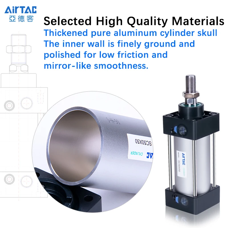 Authentic AIRTAC Standard Cylinder SC32X25 * 50X75X100X125X150X200/250X300/500