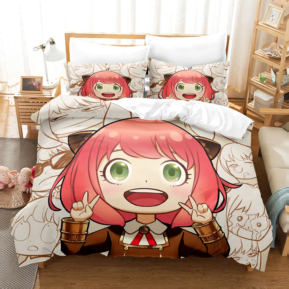 

Комплект постельного белья SPY×FAMILY, пододеяльник с изображением персонажа аниме, одинарный, двойной размер с наволочкой, детское постельное белье для мальчиков и девочек