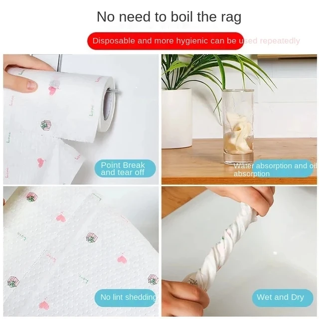 Az Újrahasznosítható Lusta Rongyok Tekercse Bambusz Törölközők Nedves És Száraz Konyhai Edényekhez Kézülköző Tekercsek Organikus Mosogatószövet - Image 6