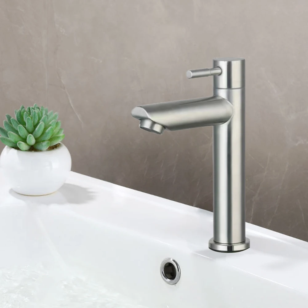Stainless Steel Bathroom Counter Basin Faucet Single Handle Washbasin Tap Deck Mounted Sink Water Tap for Bathroom Kitchen 5
