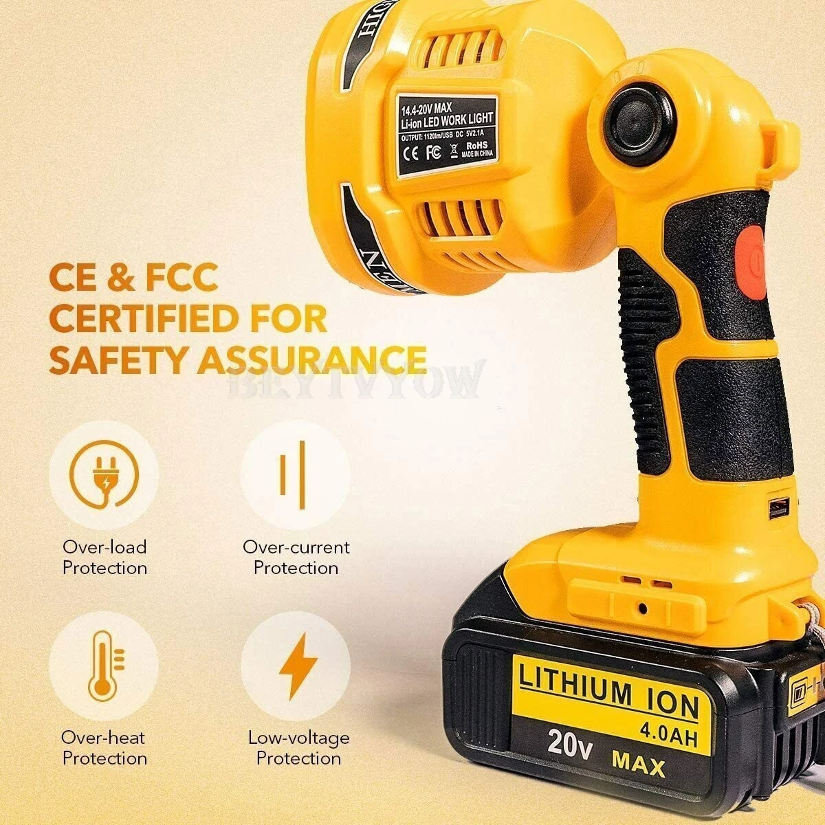 1120LM Flashlight LED Work Light For DeWalt 20V MAX XR Li-Ion Battery with USB P