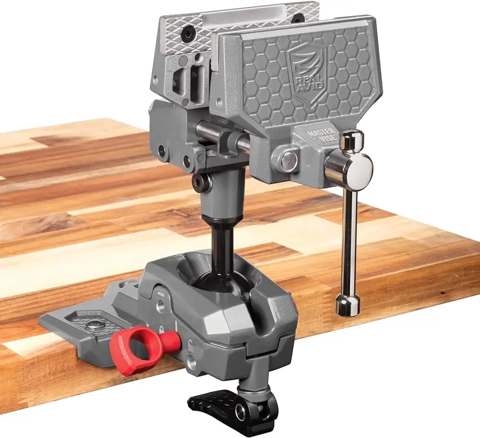 

Real Avid Vise - 360° Swiveling Bench Vise for Optimal Positioning, Versatile Applications, 5" Jaw Width Cleaning, Maintenance