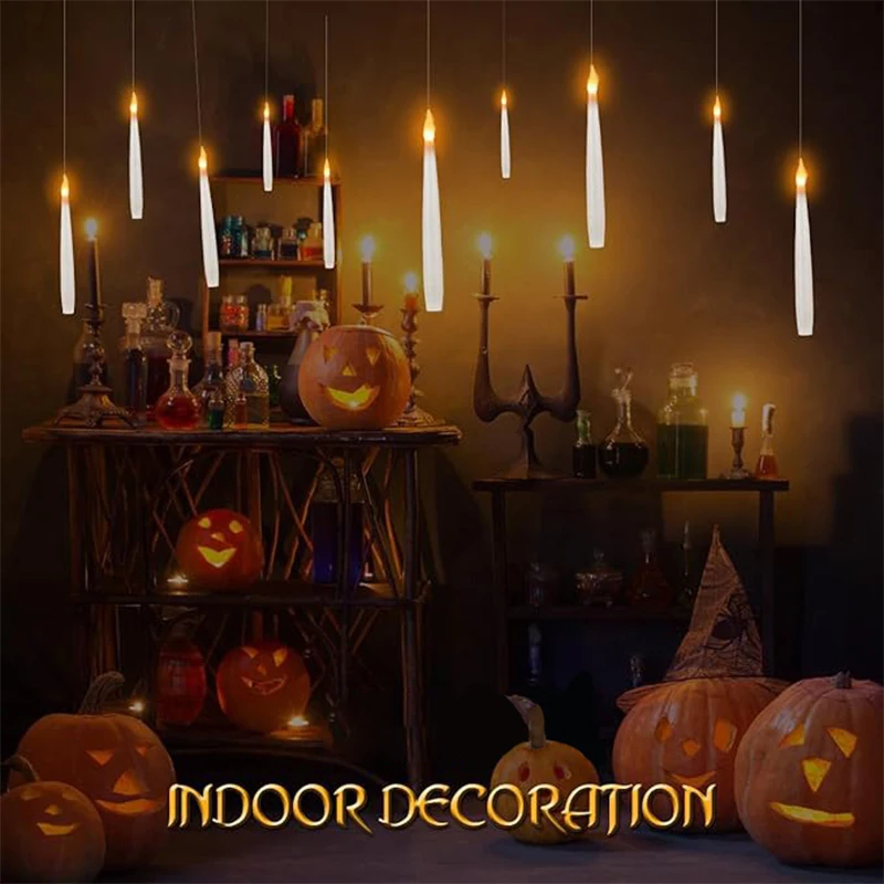 Decorazione di Halloween candele a LED galleggianti 10/20Pc candela sfarfallio senza fiamma con telecomando bacchetta magica per il compleanno di natale  39