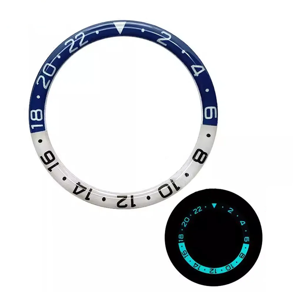 New 38mm Watch Bezel Blue Luminous Resin Bezels Replacement Case Ring Mouth Fit for SKX007 SKX011 SUB Watch Tools Accessories
