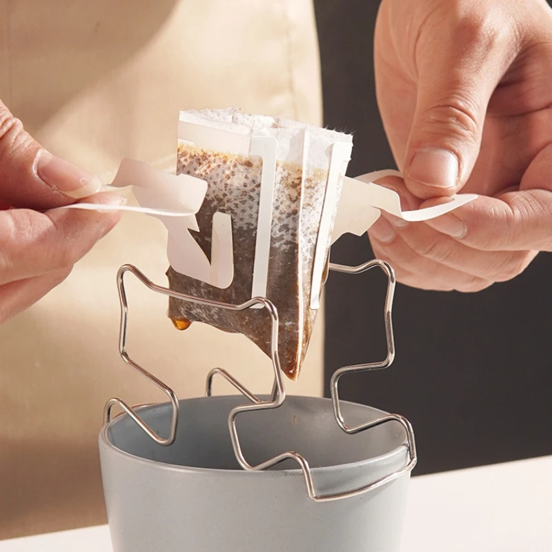 Stainless Steel Reusable Holder For Japanese Style Disposable Ears Drip Bags Coffee Cup Dripper Baskets Filter Paper Bag Shelf