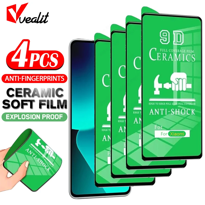 

1/4pcs Ceramic Soft Film for Xiaomi 13t 12t 11t 11 Lite Black 5 4S Screen Protector Redmi Note 13 13R 12 11 10 9 Pro Plus Film
