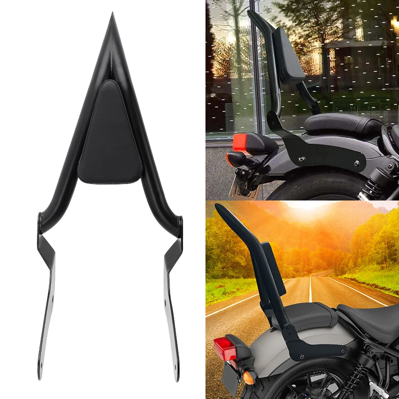 

Black Motorcycle Sissy Bar Passenger Rear Backrest Pad Detachable For Honda Rebel CMX300 CMX500 CMX 300 500 2017-2023