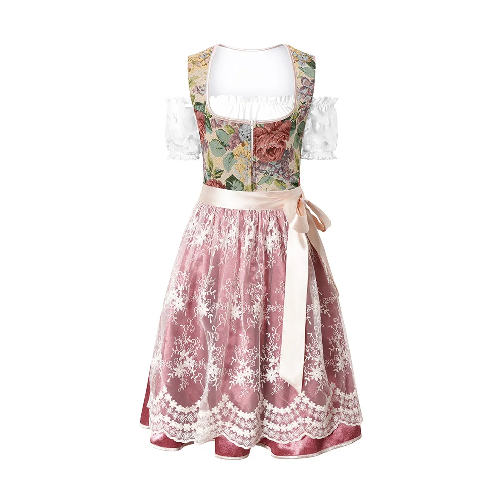 Frauen Deutsch Dirndl Kleid traditionelle bayerische Bier garten 3 Stück Oktoberfest Kostüme – Detail 9