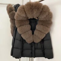Reality Fur Jacket Real Fur Collar Duck Down Coat Female Winter Hooded Warm Fox Fur Coat Women Natural Raccoon Fur Puffer Jacket - Image 3