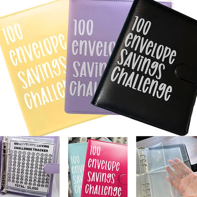 Carpeta de ahorro de dinero, carpeta de almacenamiento para sobres de 100,  Kit de desafío de ahorro de dinero, regalo como libro de desafío, 100  sobres - AliExpress
