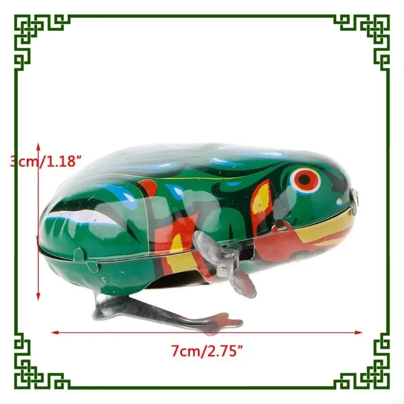Metal Wind-up Jumping for Frog Clockwork Tin Children Funny Game