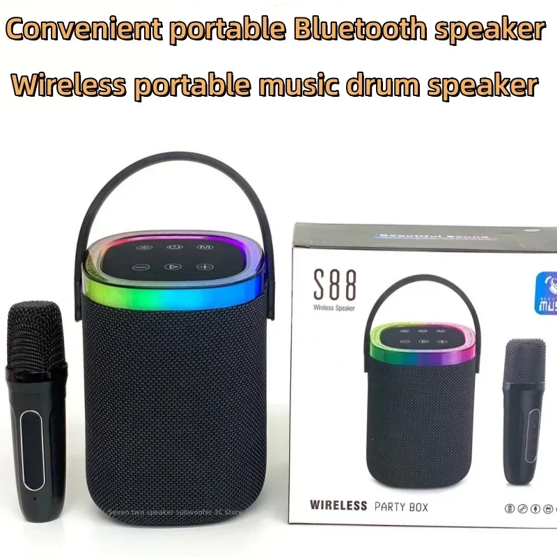 

Caixa de som Bluetooth Wireless Speaker Outdoor Portable Microphone Square Dance Subwoofer RGB Atmosphere Light System Boombox