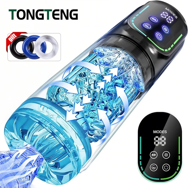 Male masturbator automatic thrusting rotating licking stroker sucking blowjob waterproof pennis pump adult sex toys for men