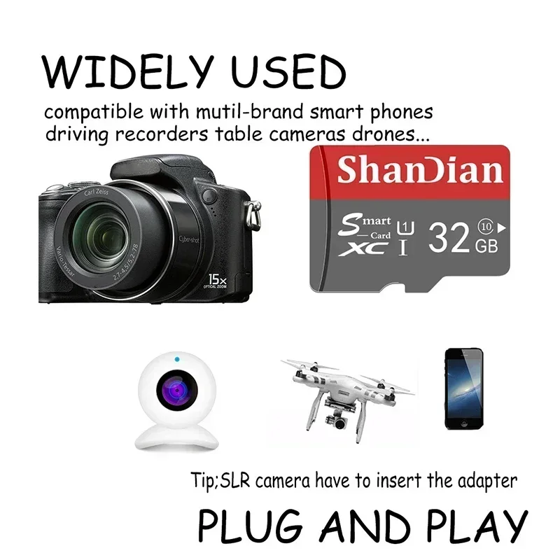 Shandian-alta Velocidade Mini Cartão sd Cartão de Memória para Telefone e Tablet Flash Card 100 Original Classe 10 tf 32gb 64gb 16gb 8gb - Imagem 6